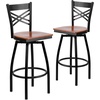 image:imageFlash Furniture 2 Pack HERCULES Series Black X Back Swivel Metal Barstool  Black Vinyl SeatCherry Wood SeatBlack Metal Frame