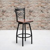 image:imageFlash Furniture 2 Pack HERCULES Series Black X Back Swivel Metal Barstool  Black Vinyl SeatCherry Wood SeatBlack Metal Frame