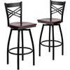 image:imageFlash Furniture 2 Pack HERCULES Series Black X Back Swivel Metal Barstool  Black Vinyl SeatMahogany Wood SeatBlack Metal Frame