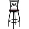 image:imageFlash Furniture 2 Pack HERCULES Series Black X Back Swivel Metal Barstool  Black Vinyl SeatMahogany Wood SeatBlack Metal Frame