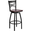image:imageFlash Furniture 2 Pack HERCULES Series Black X Back Swivel Metal Barstool  Black Vinyl SeatMahogany Wood SeatBlack Metal Frame