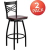 image:imageFlash Furniture 2 Pack HERCULES Series Black X Back Swivel Metal Barstool  Black Vinyl SeatMahogany Wood SeatBlack Metal Frame
