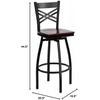 image:imageFlash Furniture 2 Pack HERCULES Series Black X Back Swivel Metal Barstool  Black Vinyl SeatMahogany Wood SeatBlack Metal Frame