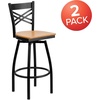 image:imageFlash Furniture 2 Pack HERCULES Series Black X Back Swivel Metal Barstool  Black Vinyl SeatNatural Wood SeatBlack Metal Frame