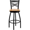 image:imageFlash Furniture 2 Pack HERCULES Series Black X Back Swivel Metal Barstool  Black Vinyl SeatNatural Wood SeatBlack Metal Frame