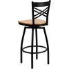 image:imageFlash Furniture 2 Pack HERCULES Series Black X Back Swivel Metal Barstool  Black Vinyl SeatNatural Wood SeatBlack Metal Frame