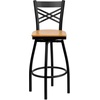 image:imageFlash Furniture 2 Pack HERCULES Series Black X Back Swivel Metal Barstool  Black Vinyl SeatNatural Wood SeatBlack Metal Frame