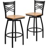 image:imageFlash Furniture 2 Pack HERCULES Series Black X Back Swivel Metal Barstool  Black Vinyl SeatNatural Wood SeatBlack Metal Frame