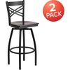 image:imageFlash Furniture 2 Pack HERCULES Series Black X Back Swivel Metal Barstool  Black Vinyl SeatWalnut Wood SeatBlack Metal Frame