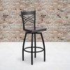 image:imageFlash Furniture 2 Pack HERCULES Series Black X Back Swivel Metal Barstool  Black Vinyl SeatWalnut Wood SeatBlack Metal Frame