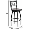 image:imageFlash Furniture 2 Pack HERCULES Series Black X Back Swivel Metal Barstool  Black Vinyl SeatWalnut Wood SeatBlack Metal Frame