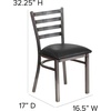 image:imageFlash Furniture 2 Pack HERCULES Series Clear Coated Ladder Back Metal Restaurant Chair  Natural Wood SeatBlack Vinyl SeatClear Coated Metal Frame