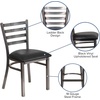 image:imageFlash Furniture 2 Pack HERCULES Series Clear Coated Ladder Back Metal Restaurant Chair  Natural Wood SeatBlack Vinyl SeatClear Coated Metal Frame