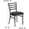 image:imageFlash Furniture 2 Pack HERCULES Series Clear Coated Ladder Back Metal Restaurant Chair  Natural Wood SeatBlack Vinyl SeatClear Coated Metal Frame