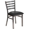 image:imageFlash Furniture 2 Pack HERCULES Series Clear Coated Ladder Back Metal Restaurant Chair  Natural Wood SeatBlack Vinyl SeatClear Coated Metal Frame