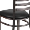 image:imageFlash Furniture 2 Pack HERCULES Series Clear Coated Ladder Back Metal Restaurant Chair  Natural Wood SeatBlack Vinyl SeatClear Coated Metal Frame