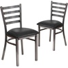 image:imageFlash Furniture 2 Pack HERCULES Series Clear Coated Ladder Back Metal Restaurant Chair  Natural Wood SeatBlack Vinyl SeatClear Coated Metal Frame