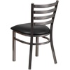 image:imageFlash Furniture 2 Pack HERCULES Series Clear Coated Ladder Back Metal Restaurant Chair  Natural Wood SeatBlack Vinyl SeatClear Coated Metal Frame