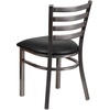 image:imageFlash Furniture 2 Pack HERCULES Series Clear Coated Ladder Back Metal Restaurant Chair  Natural Wood SeatBlack Vinyl SeatClear Coated Metal Frame