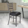 image:imageFlash Furniture 2 Pack HERCULES Series Clear Coated Ladder Back Metal Restaurant Chair  Natural Wood SeatBlack Vinyl SeatClear Coated Metal Frame