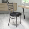 image:imageFlash Furniture 2 Pack HERCULES Series Clear Coated Ladder Back Metal Restaurant Chair  Natural Wood SeatBlack Vinyl SeatClear Coated Metal Frame