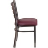 image:imageFlash Furniture 2 Pack HERCULES Series Clear Coated Ladder Back Metal Restaurant Chair  Natural Wood SeatBurgundy Vinyl SeatClear Coated Metal Frame