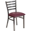 image:imageFlash Furniture 2 Pack HERCULES Series Clear Coated Ladder Back Metal Restaurant Chair  Natural Wood SeatBurgundy Vinyl SeatClear Coated Metal Frame