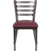 image:imageFlash Furniture 2 Pack HERCULES Series Clear Coated Ladder Back Metal Restaurant Chair  Natural Wood SeatBurgundy Vinyl SeatClear Coated Metal Frame