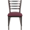 image:imageFlash Furniture 2 Pack HERCULES Series Clear Coated Ladder Back Metal Restaurant Chair  Natural Wood SeatBurgundy Vinyl SeatClear Coated Metal Frame
