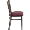 image:imageFlash Furniture 2 Pack HERCULES Series Clear Coated Ladder Back Metal Restaurant Chair  Natural Wood SeatBurgundy Vinyl SeatClear Coated Metal Frame