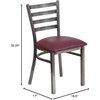 image:imageFlash Furniture 2 Pack HERCULES Series Clear Coated Ladder Back Metal Restaurant Chair  Natural Wood SeatBurgundy Vinyl SeatClear Coated Metal Frame