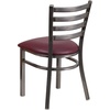 image:imageFlash Furniture 2 Pack HERCULES Series Clear Coated Ladder Back Metal Restaurant Chair  Natural Wood SeatBurgundy Vinyl SeatClear Coated Metal Frame