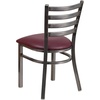 image:imageFlash Furniture 2 Pack HERCULES Series Clear Coated Ladder Back Metal Restaurant Chair  Natural Wood SeatBurgundy Vinyl SeatClear Coated Metal Frame