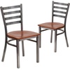 image:imageFlash Furniture 2 Pack HERCULES Series Clear Coated Ladder Back Metal Restaurant Chair  Natural Wood SeatCherry Wood SeatClear Coated Metal Frame