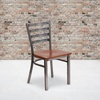 image:imageFlash Furniture 2 Pack HERCULES Series Clear Coated Ladder Back Metal Restaurant Chair  Natural Wood SeatCherry Wood SeatClear Coated Metal Frame