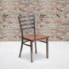 image:imageFlash Furniture 2 Pack HERCULES Series Clear Coated Ladder Back Metal Restaurant Chair  Natural Wood SeatCherry Wood SeatClear Coated Metal Frame
