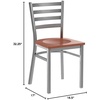 image:imageFlash Furniture 2 Pack HERCULES Series Clear Coated Ladder Back Metal Restaurant Chair  Natural Wood SeatCherry Wood SeatClear Coated Metal Frame