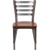 image:imageFlash Furniture 2 Pack HERCULES Series Clear Coated Ladder Back Metal Restaurant Chair  Natural Wood SeatCherry Wood SeatClear Coated Metal Frame
