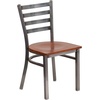 image:imageFlash Furniture 2 Pack HERCULES Series Clear Coated Ladder Back Metal Restaurant Chair  Natural Wood SeatCherry Wood SeatClear Coated Metal Frame