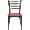 image:imageFlash Furniture 2 Pack HERCULES Series Clear Coated Ladder Back Metal Restaurant Chair  Natural Wood SeatCherry Wood SeatClear Coated Metal Frame