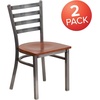 image:imageFlash Furniture 2 Pack HERCULES Series Clear Coated Ladder Back Metal Restaurant Chair  Natural Wood SeatCherry Wood SeatClear Coated Metal Frame
