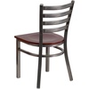 image:imageFlash Furniture 2 Pack HERCULES Series Clear Coated Ladder Back Metal Restaurant Chair  Natural Wood SeatMahogany Wood SeatClear Coated Metal Frame