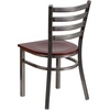 image:imageFlash Furniture 2 Pack HERCULES Series Clear Coated Ladder Back Metal Restaurant Chair  Natural Wood SeatMahogany Wood SeatClear Coated Metal Frame