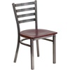 image:imageFlash Furniture 2 Pack HERCULES Series Clear Coated Ladder Back Metal Restaurant Chair  Natural Wood SeatMahogany Wood SeatClear Coated Metal Frame
