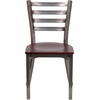 image:imageFlash Furniture 2 Pack HERCULES Series Clear Coated Ladder Back Metal Restaurant Chair  Natural Wood SeatMahogany Wood SeatClear Coated Metal Frame
