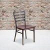 image:imageFlash Furniture 2 Pack HERCULES Series Clear Coated Ladder Back Metal Restaurant Chair  Natural Wood SeatMahogany Wood SeatClear Coated Metal Frame