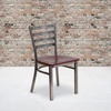 image:imageFlash Furniture 2 Pack HERCULES Series Clear Coated Ladder Back Metal Restaurant Chair  Natural Wood SeatMahogany Wood SeatClear Coated Metal Frame