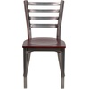 image:imageFlash Furniture 2 Pack HERCULES Series Clear Coated Ladder Back Metal Restaurant Chair  Natural Wood SeatMahogany Wood SeatClear Coated Metal Frame