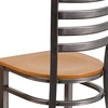 image:imageFlash Furniture 2 Pack HERCULES Series Clear Coated Ladder Back Metal Restaurant Chair  Natural Wood SeatNatural Wood SeatClear Coated Metal Frame