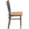 image:imageFlash Furniture 2 Pack HERCULES Series Clear Coated Ladder Back Metal Restaurant Chair  Natural Wood SeatNatural Wood SeatClear Coated Metal Frame